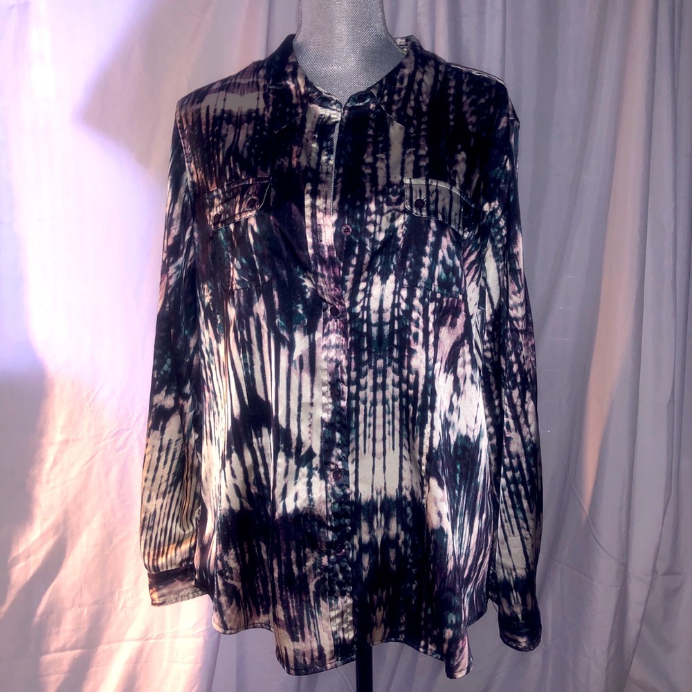 CALVIN KLEIN ABSTRACT CAMP STYLE SHIRT. XL.